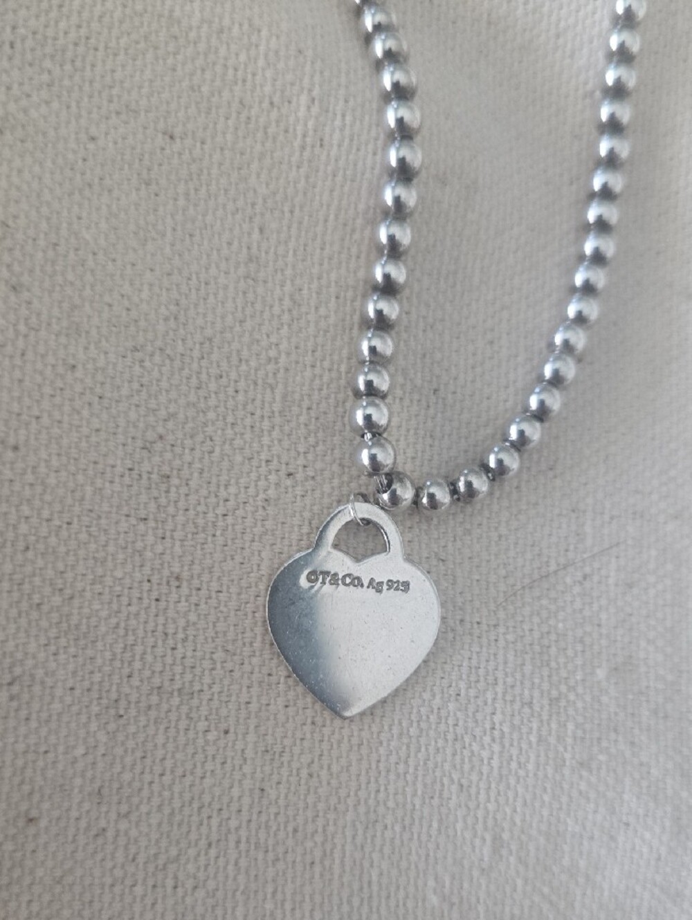 Tiffany & Co. Silver Heart Tag Bead Necklace - Picture 6 of 8